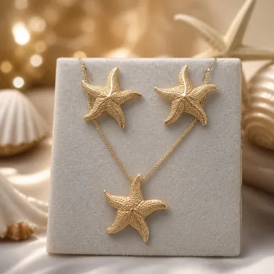 Conjunto Colar e Brincos Estrelas
