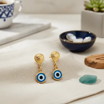 Brinco Gota Olho Grego Azul 