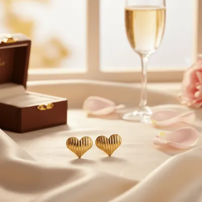 Brinco Coração G Faixas Foscas