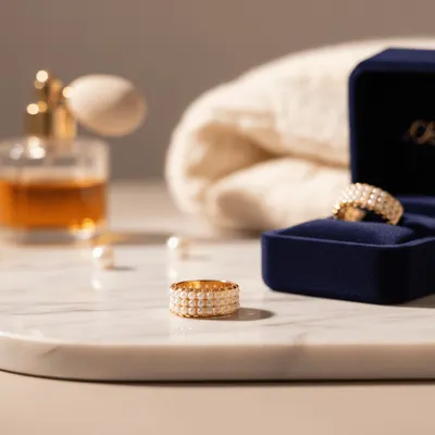 Anel Filetes em Pérolas 