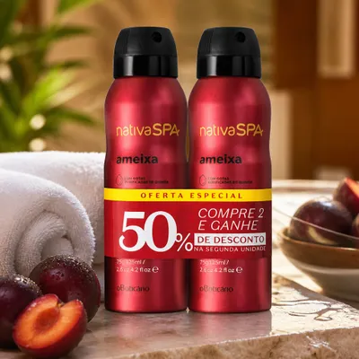 Kit Desodorante Aerossol Antitranspirante Nativa Spa Ameixa 2X75G/125MI