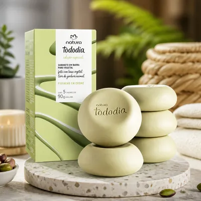 Sabonete em Barra Puro Vegetal Tododia Pistache em Creme