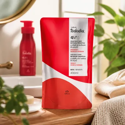 Refil Creme Desodorante Nutritivo para o Corpo Tododia Morango e Baunilha Dourada
