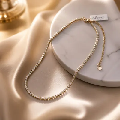 Colar Luxo Zirconias Prata