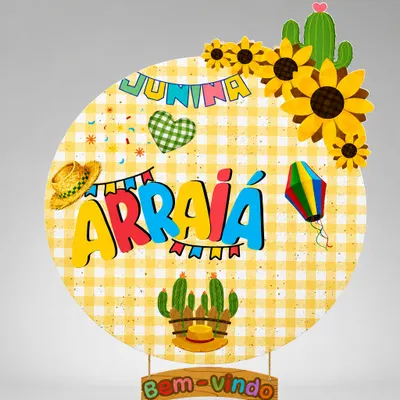 Painel festa junina redondo montável 