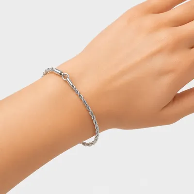 Pulseira Corrente Trançada Prata - Aço Inoxidável 