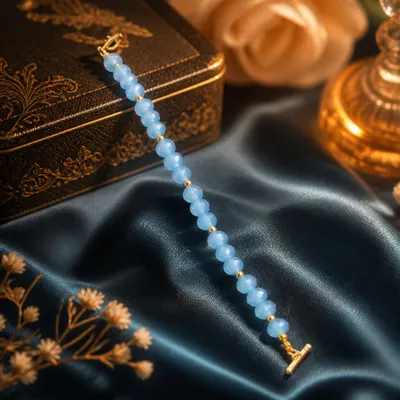 Pulseira azul com contas facetadas